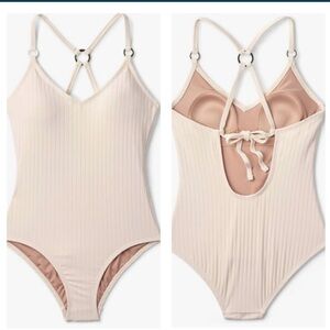 NWT Kona Sol Women Wide Ribbed Ring Medium Coverage One Piece Swimsuit SZ LARGE